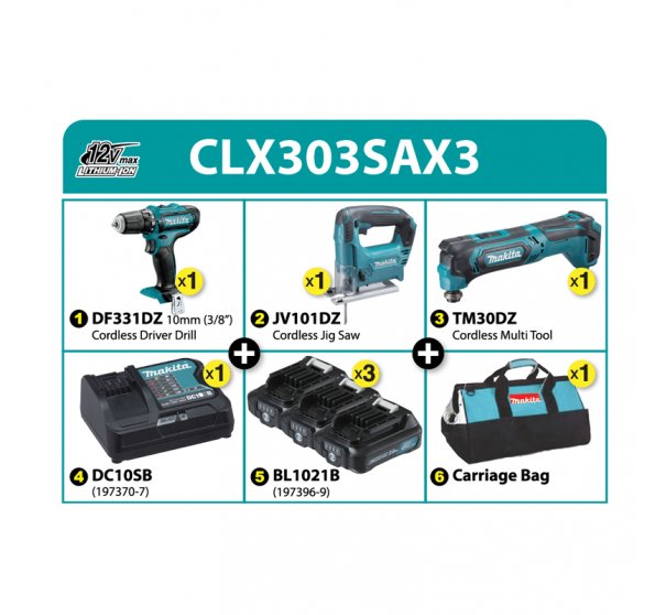 Makita Cordless Combo Kit CLX303SAX3