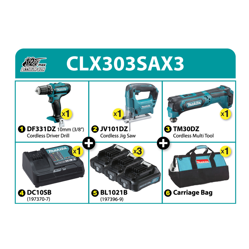 Makita Cordless Combo Kit CLX303SAX3