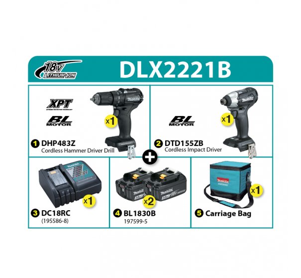 Makita Combo Kit DLX2221B